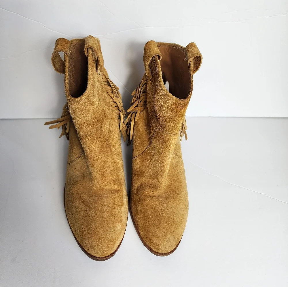 & Other Stories Suede Fringe Ankle Booties Western Boho Womens 9